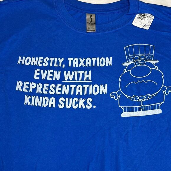 Honestly, Taxation Even With Representation…Men’s Blue Graphic Tee Size 3XL - Picture 1 of 6